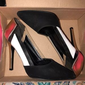 White Black & Gold Heels